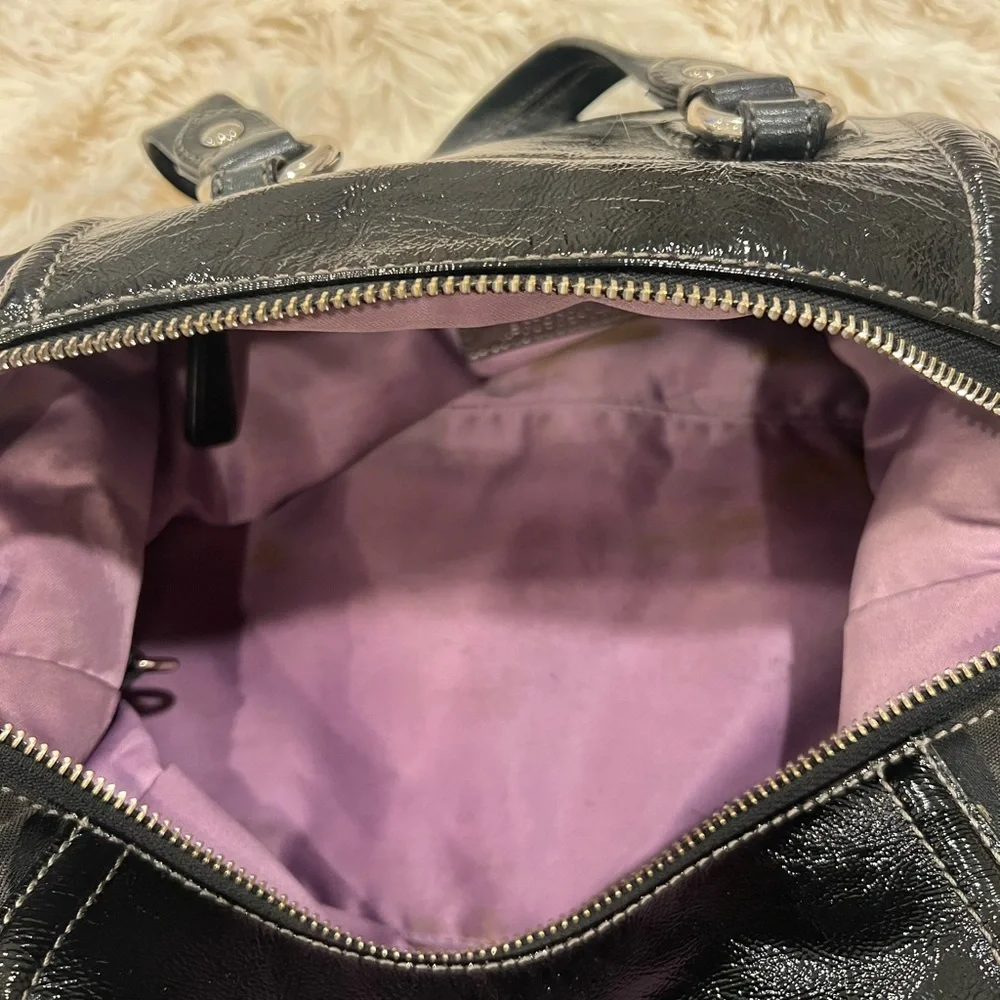 Coach black logo shoulder bag with patent leather straps. - Picture 3 of 4